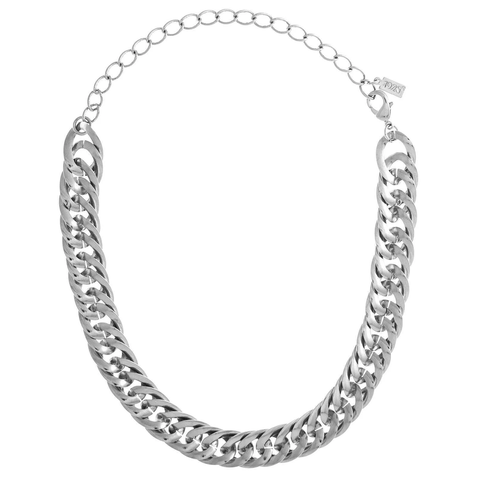 1928 Jewelry Silver Curb Link Chain Choker Necklace 12"   5" Extender