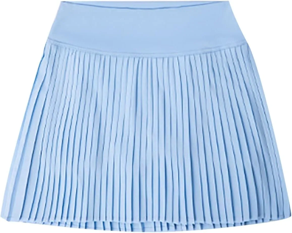 2 in 1 Tennis Skorts for Women Pleated Athletic Skirts with Shorts Pockets High Waist Running Workout Golf Skirt