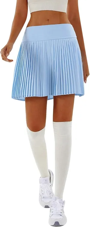 2 in 1 Tennis Skorts for Women Pleated Athletic Skirts with Shorts Pockets High Waist Running Workout Golf Skirt