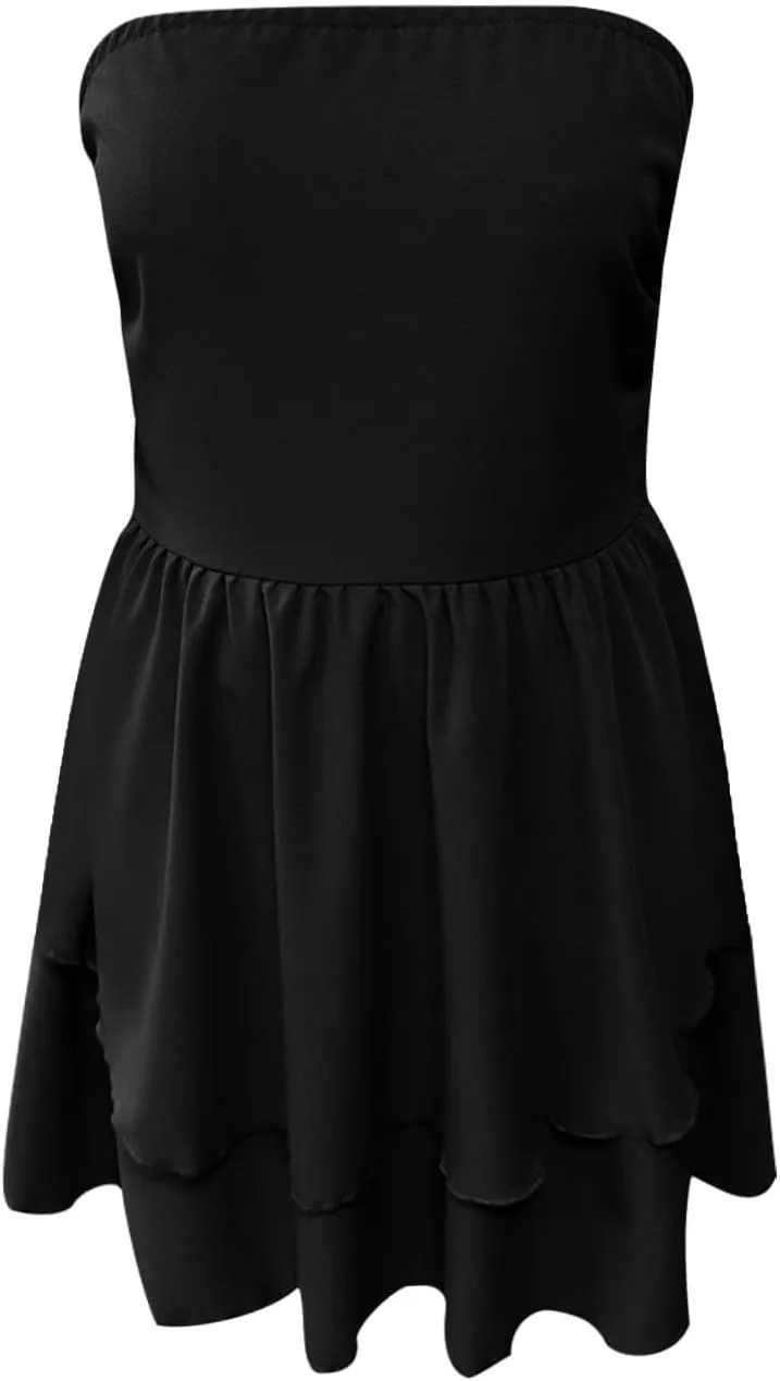 2025 Women's Solid Color Strapless Bodycon Mini Dress - Trendy Sexy A-Line Bandage Cocktail Party Dresses