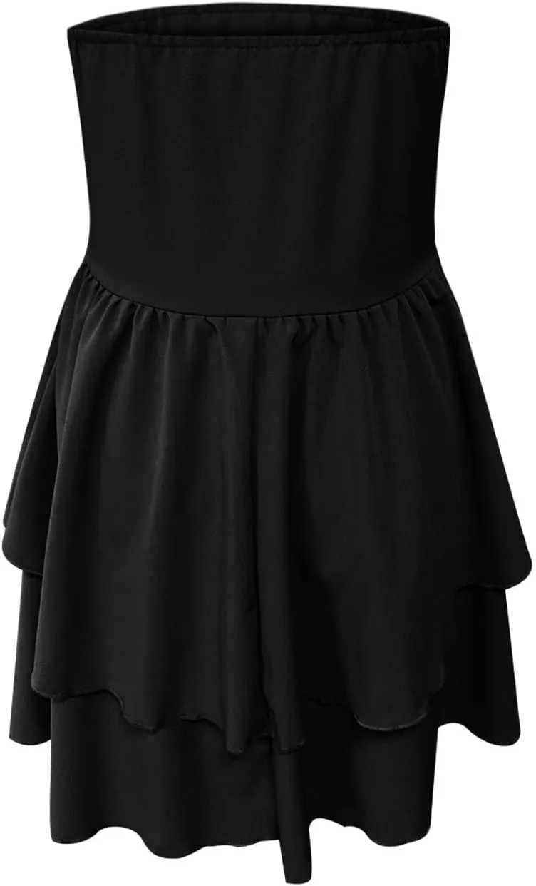2025 Women's Solid Color Strapless Bodycon Mini Dress - Trendy Sexy A-Line Bandage Cocktail Party Dresses