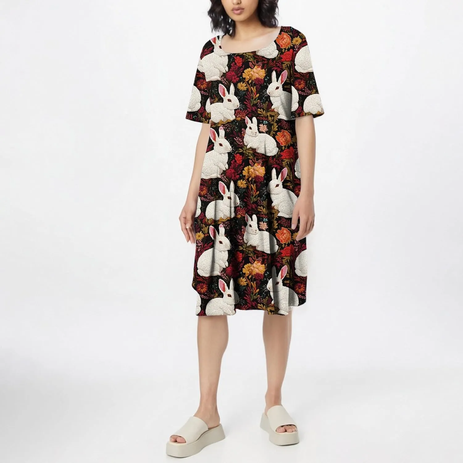 4th of July Dresses for Women midi red White and Blue Summer Dress Short Sleeve a line Round Neck Formal Dress Elegant