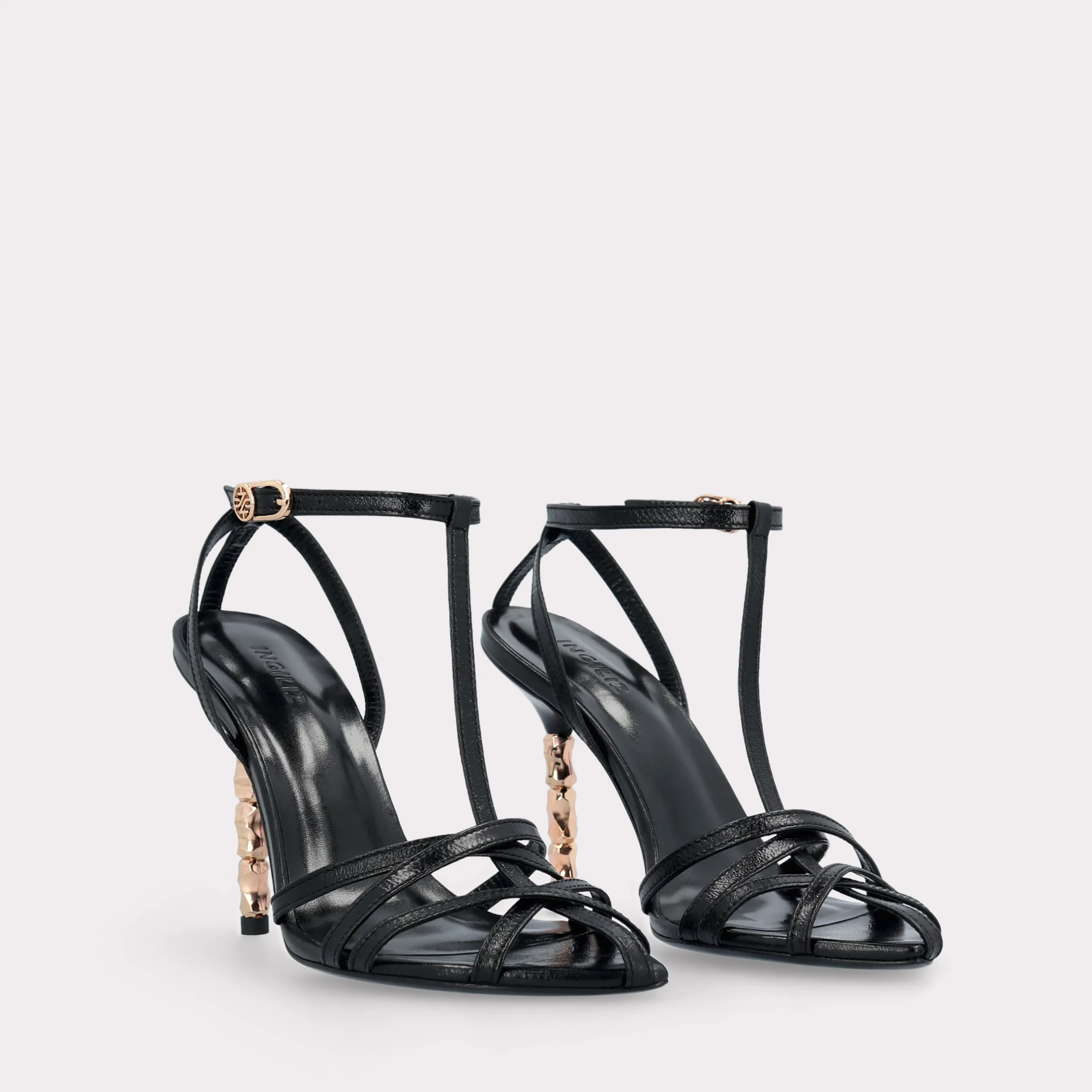 ADA 100 BLACK LEATHER SANDALS