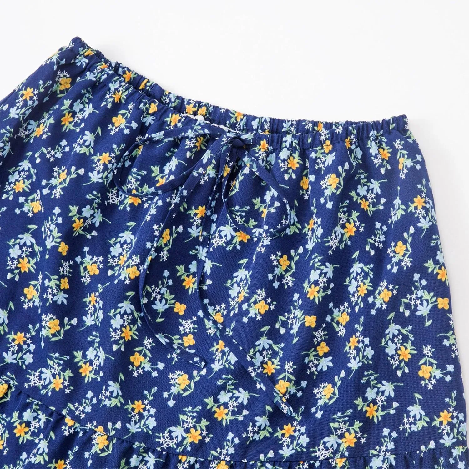 ADHOWBEW Midi Skirts for Women Summer Elastic Waist High Waist Casual Sexy Flowy Beach Bohemian Skirts