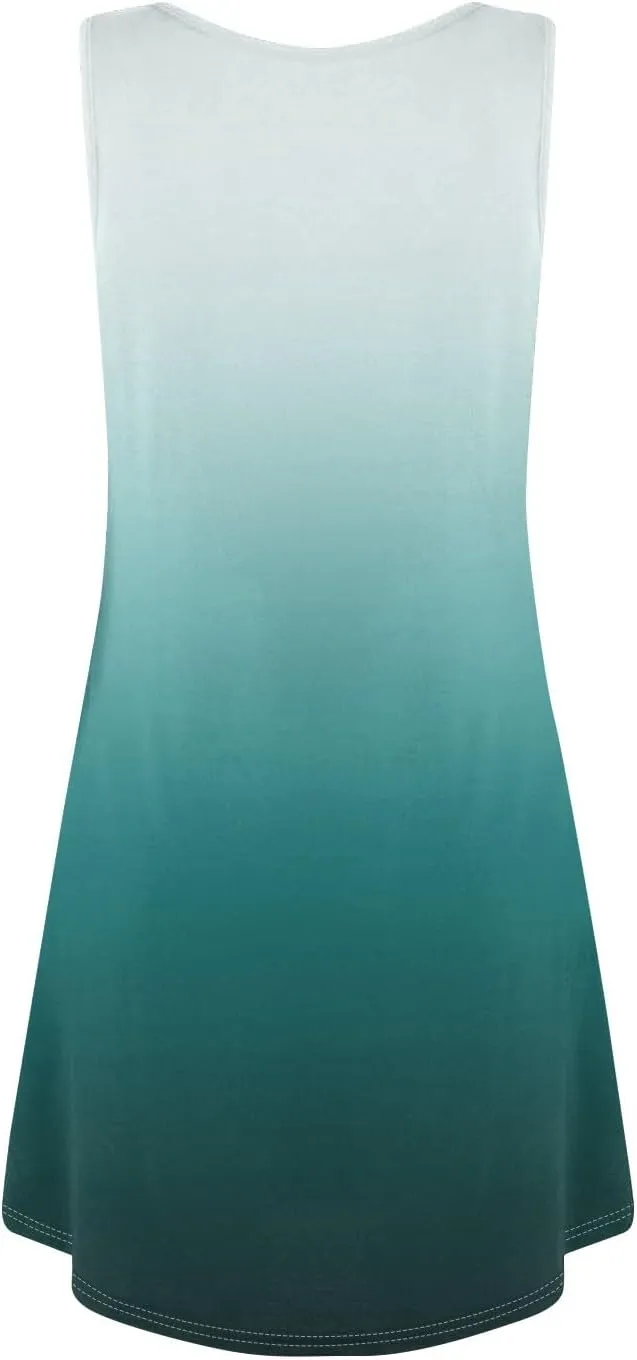 ADHOWBEW Summer Dresses for Women 2025 Vacation Casual Sleeveless Flowy Plus Size Sexy Round Neck Floral Dress