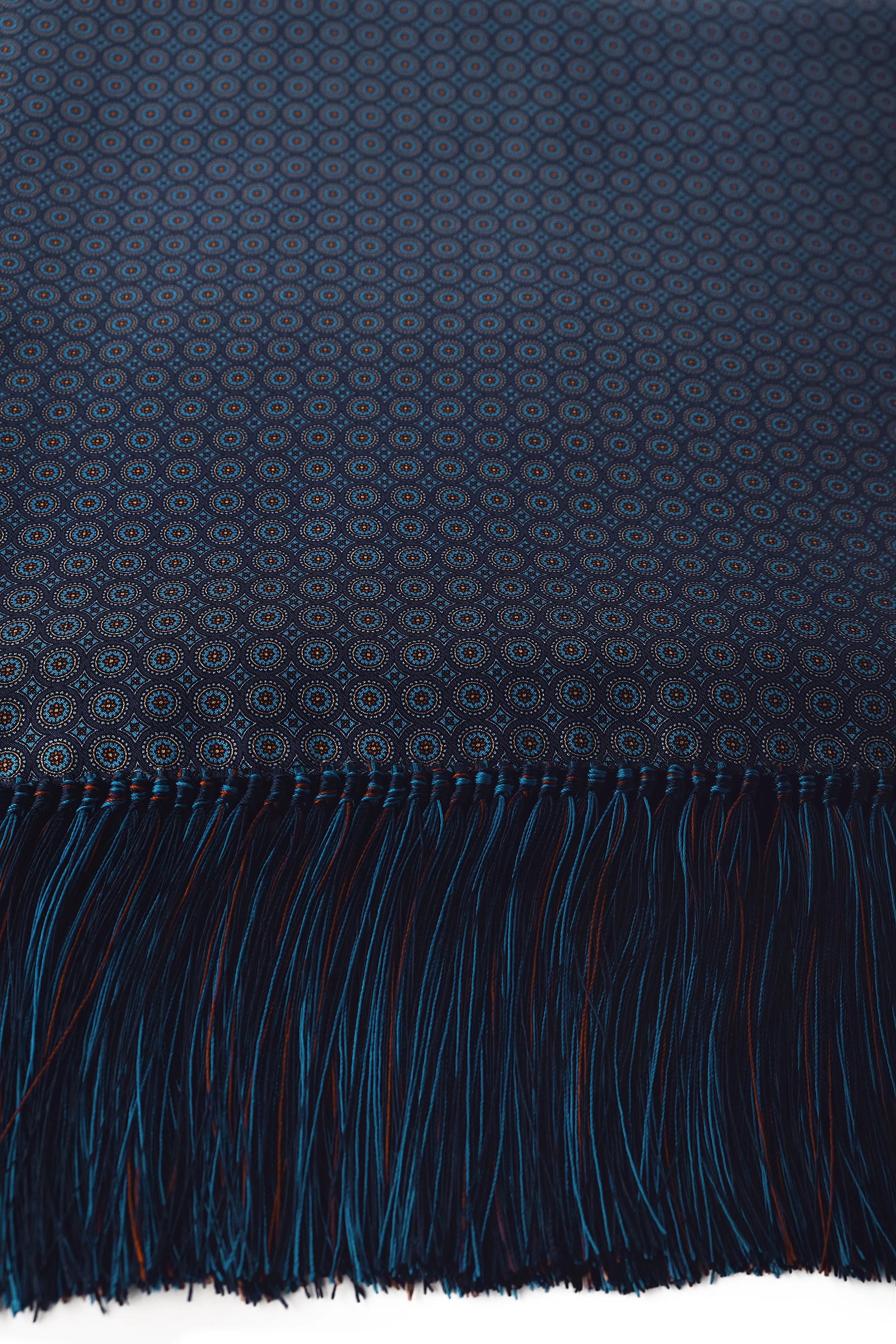 Ancient Madder Silk Scarf - Navy/Blue/Orange