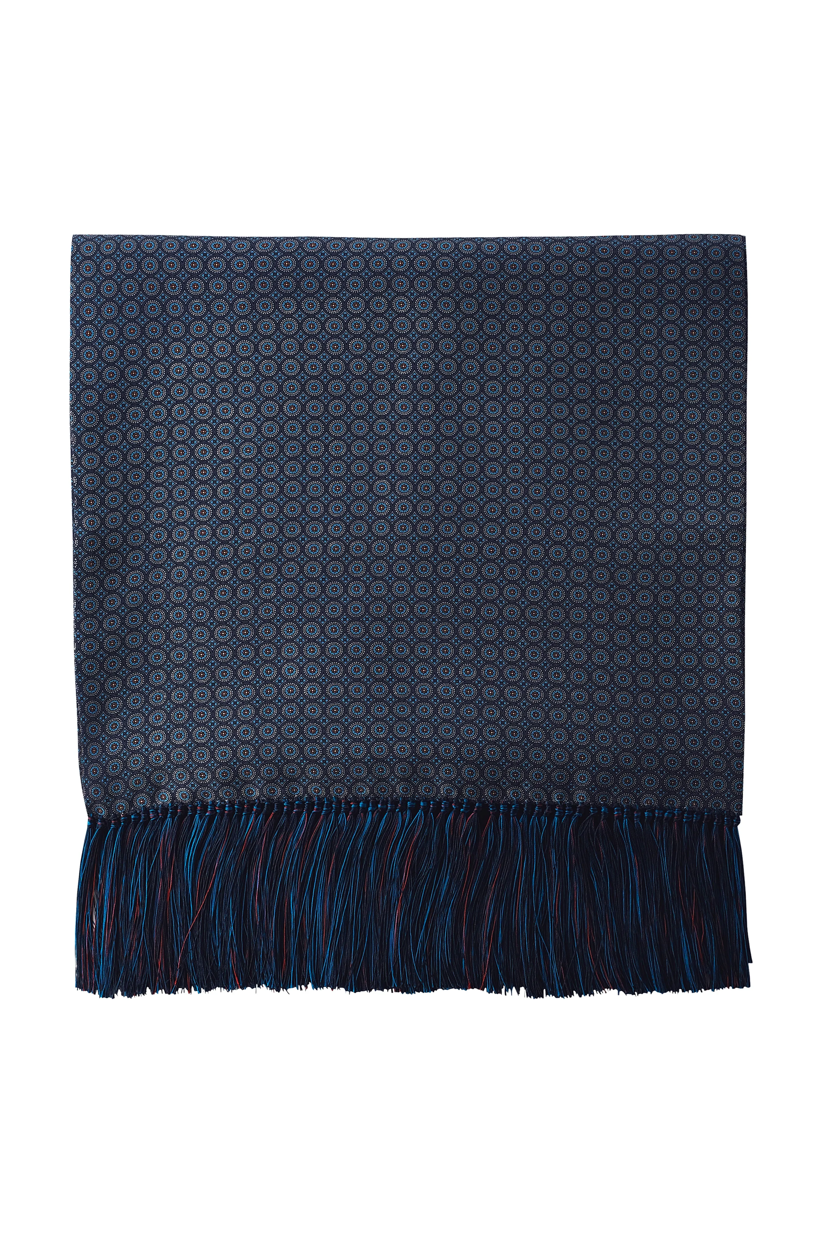 Ancient Madder Silk Scarf - Navy/Blue/Orange
