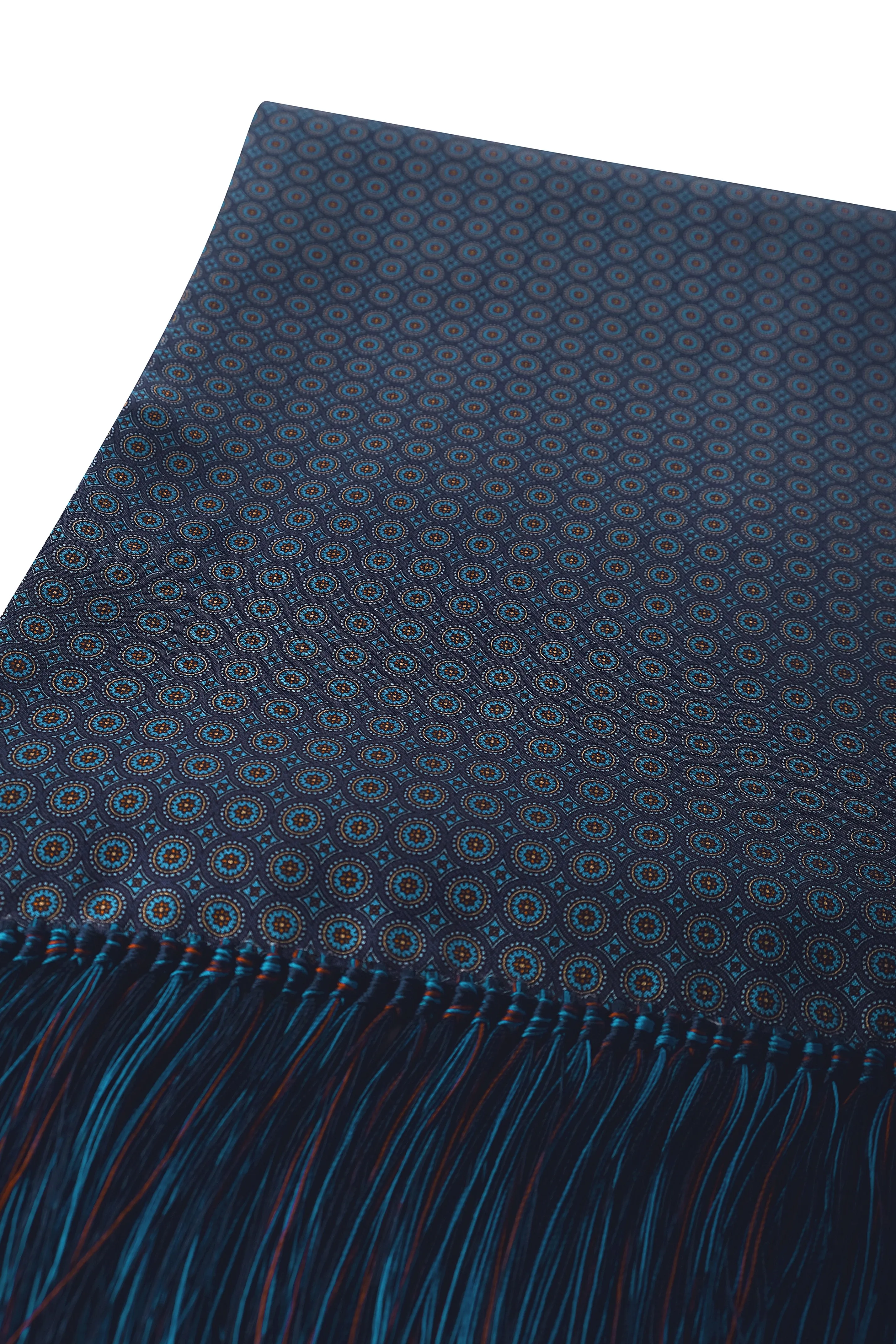 Ancient Madder Silk Scarf - Navy/Blue/Orange