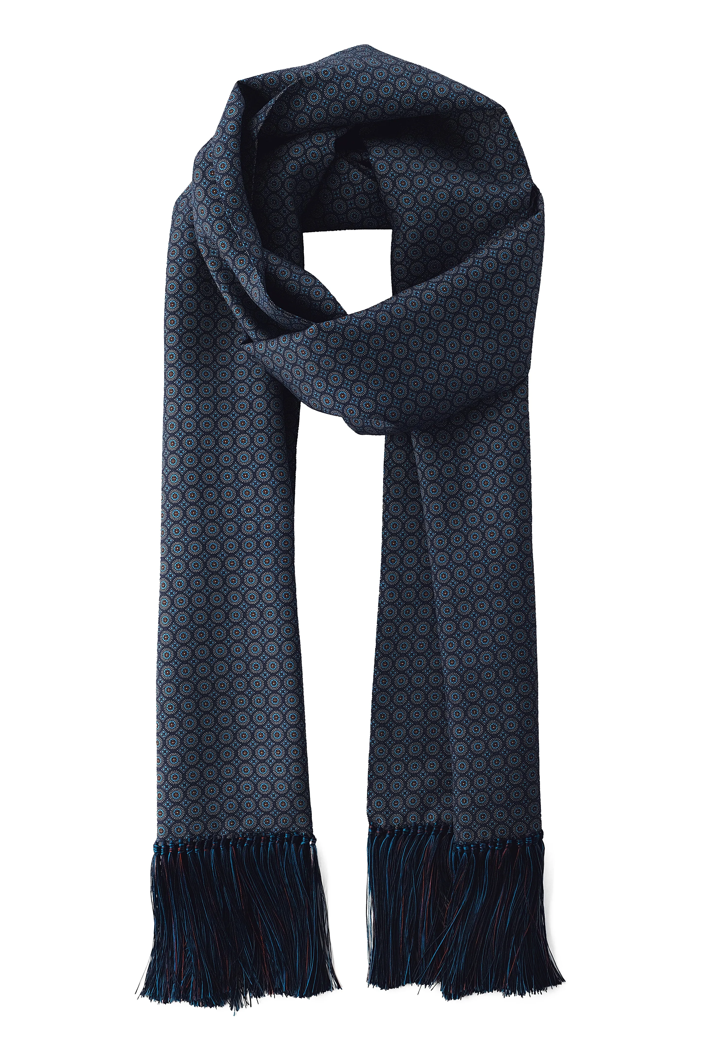 Ancient Madder Silk Scarf - Navy/Blue/Orange