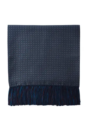 Ancient Madder Silk Scarf - Navy/Blue/Orange