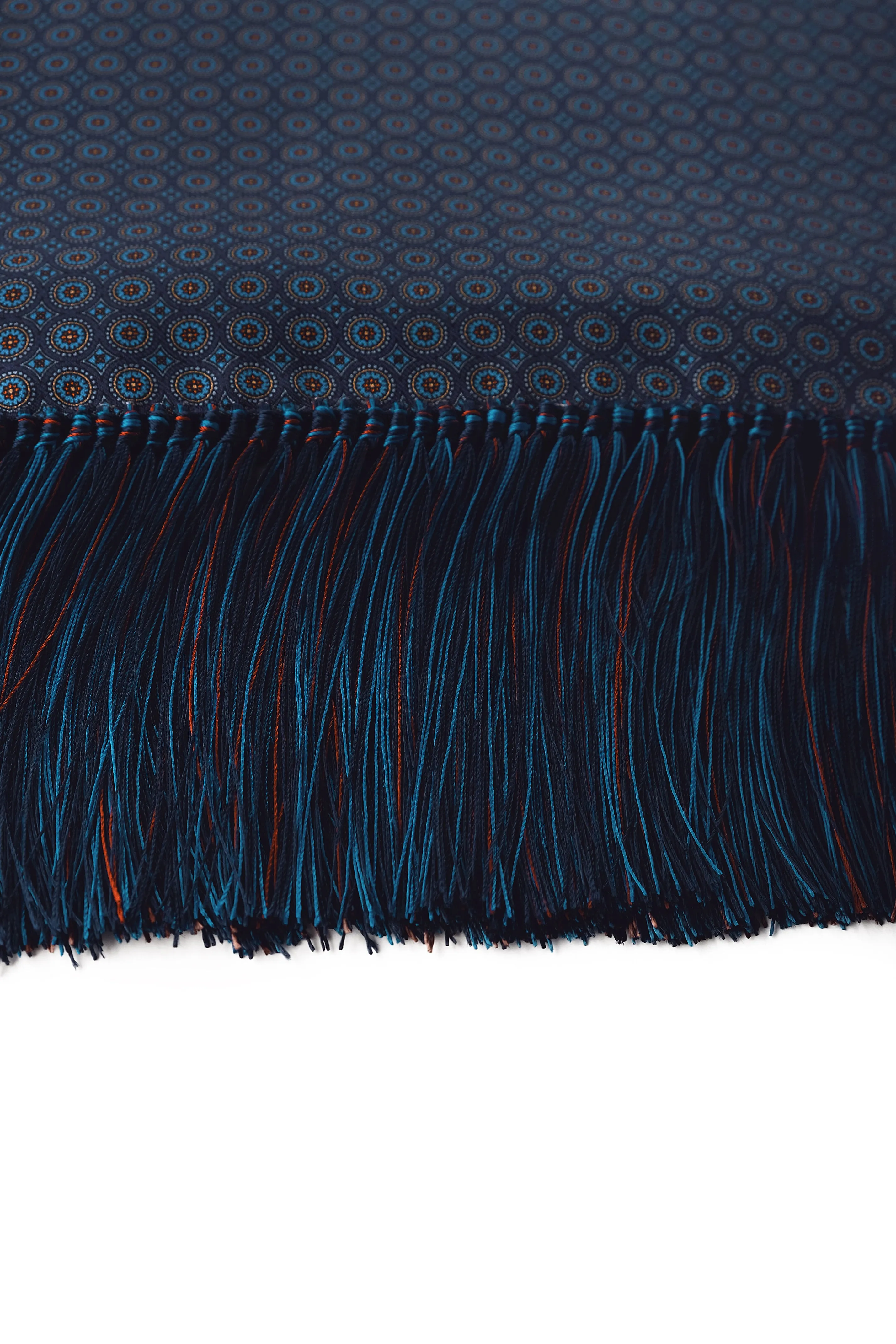 Ancient Madder Silk Scarf - Navy/Blue/Orange