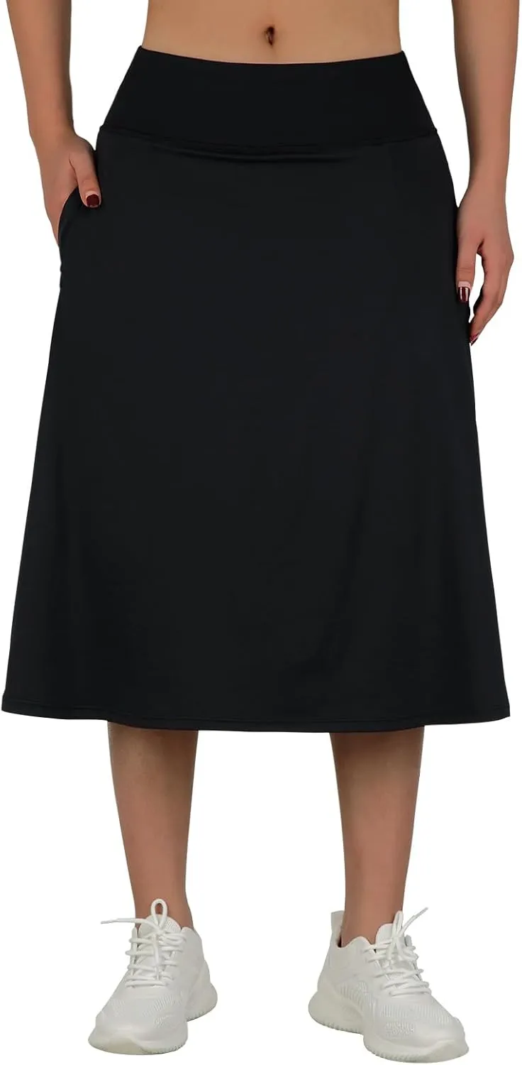 ANIVIVO Women's Midi Length Skorts Skirts with Pockets Modest Skirts 28" Long Knee Length Athletic Skorts