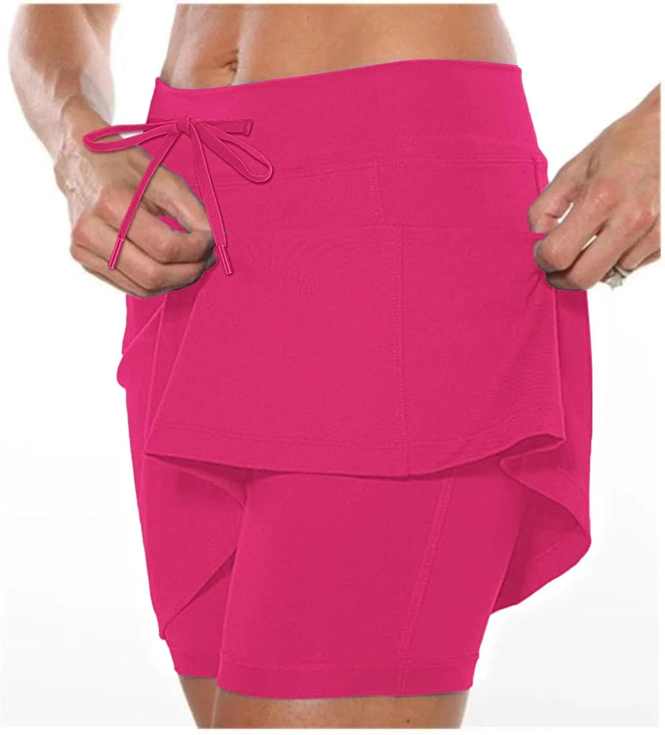 Athletic Skirts for Women Summer Loose Trendy Drawstring Solid Sports Tennis Skirts Built-in Shorts Plus Size, S-5XL