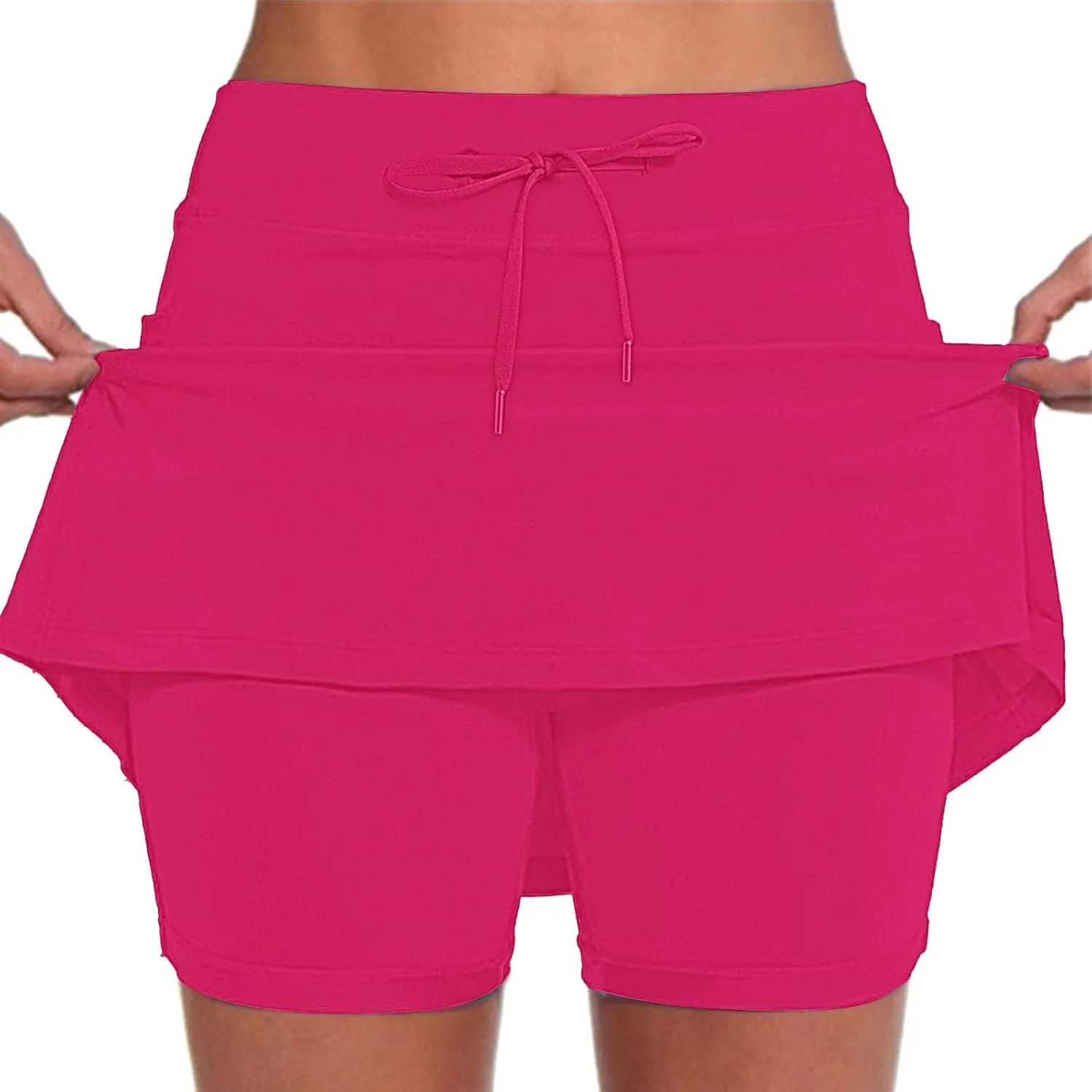 Athletic Skirts for Women Summer Loose Trendy Drawstring Solid Sports Tennis Skirts Built-in Shorts Plus Size, S-5XL