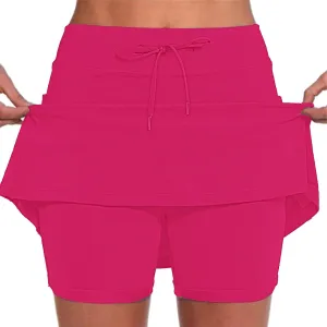 Athletic Skirts for Women Summer Loose Trendy Drawstring Solid Sports Tennis Skirts Built-in Shorts Plus Size, S-5XL