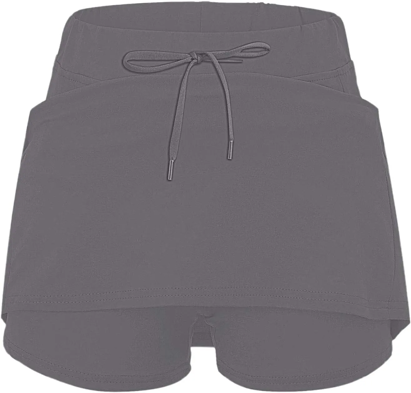 Athletic Skorts for Woman Elastic Hight Waist Drawstring Tennis Golf Skirt with Pockets Solid Color Yoga Shorts