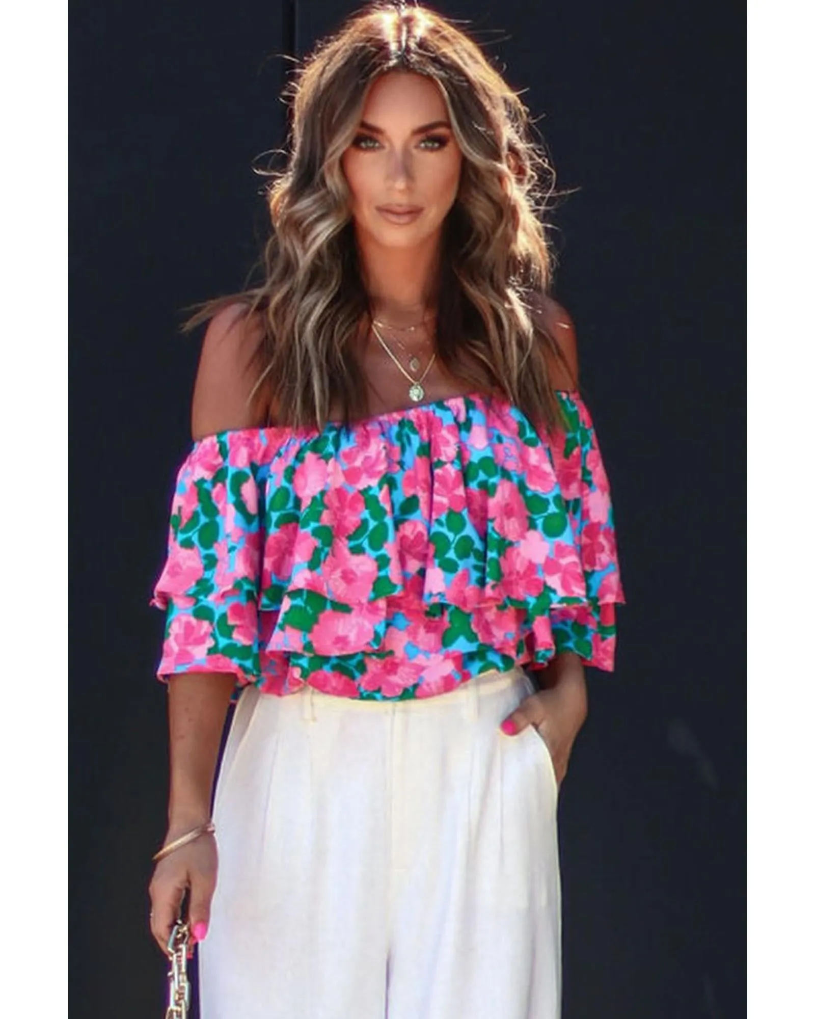 Azura Exchange Off-Shoulder Tiered Ruffle Blouse - XL