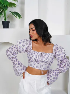 Belle White Cotton Silk Chanderi Top