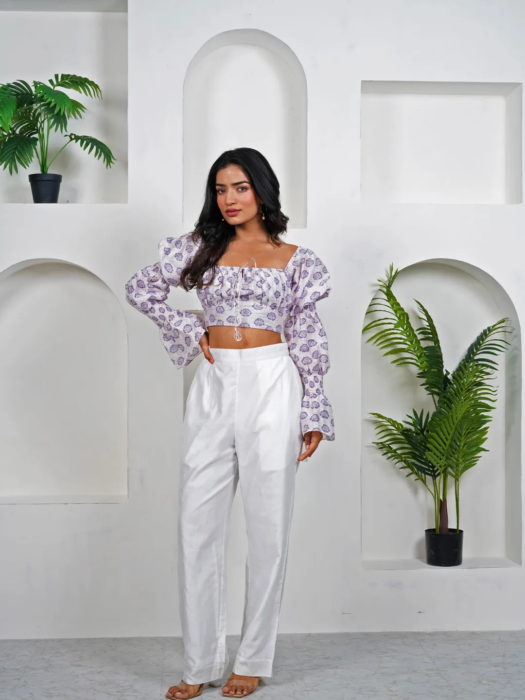 Belle White Cotton Silk Chanderi Top
