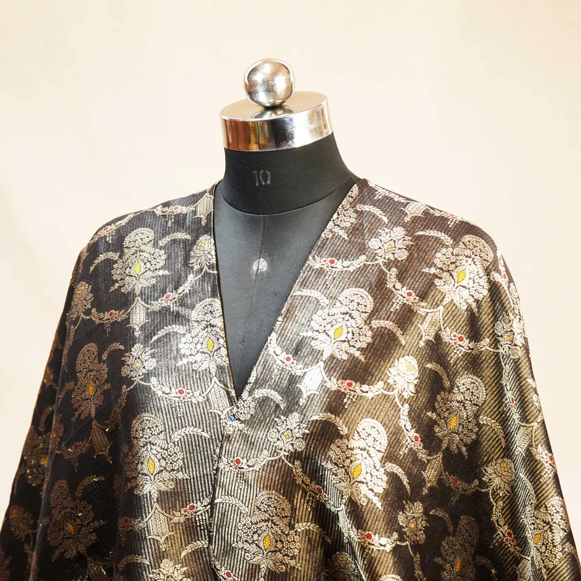 Black Mina Jaal Dupian Silk Tissue YF-24393