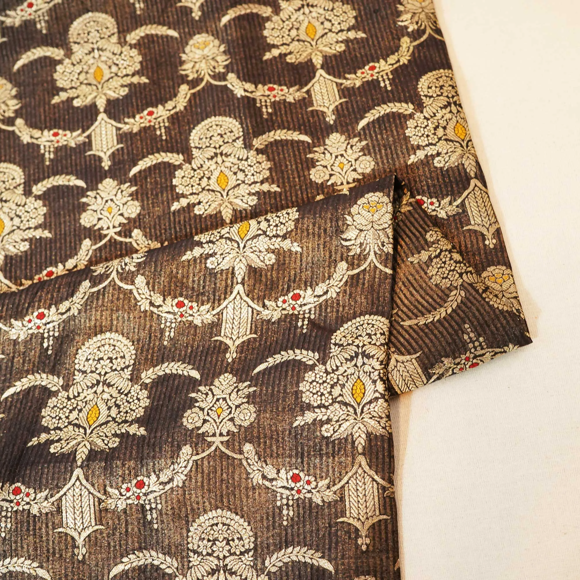 Black Mina Jaal Dupian Silk Tissue YF-24393