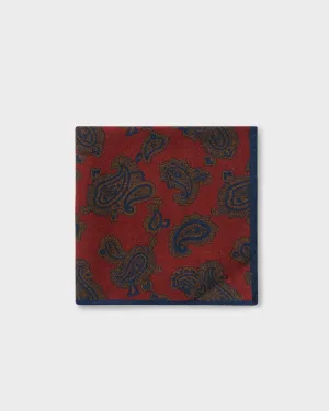 Blue and Gold Wool Paisley Pocket Square