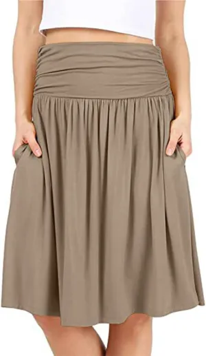 Boho Maxi Skirts for Women High Waisted Pleated Ruffle Swing Skirts with Pockets Summer Beach Vacation Clothes 2025