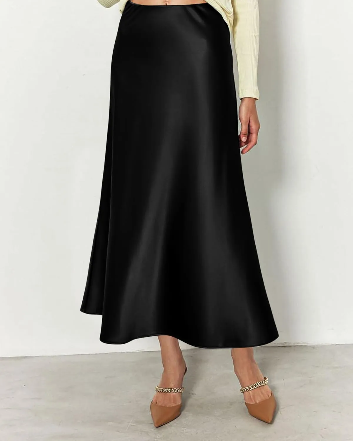 BTFBM 2025 Women Summer Spring Long Satin Skirt Silk Elegant High Waist Cocktail Party Wedding Flowy A-Line Midi Skirts
