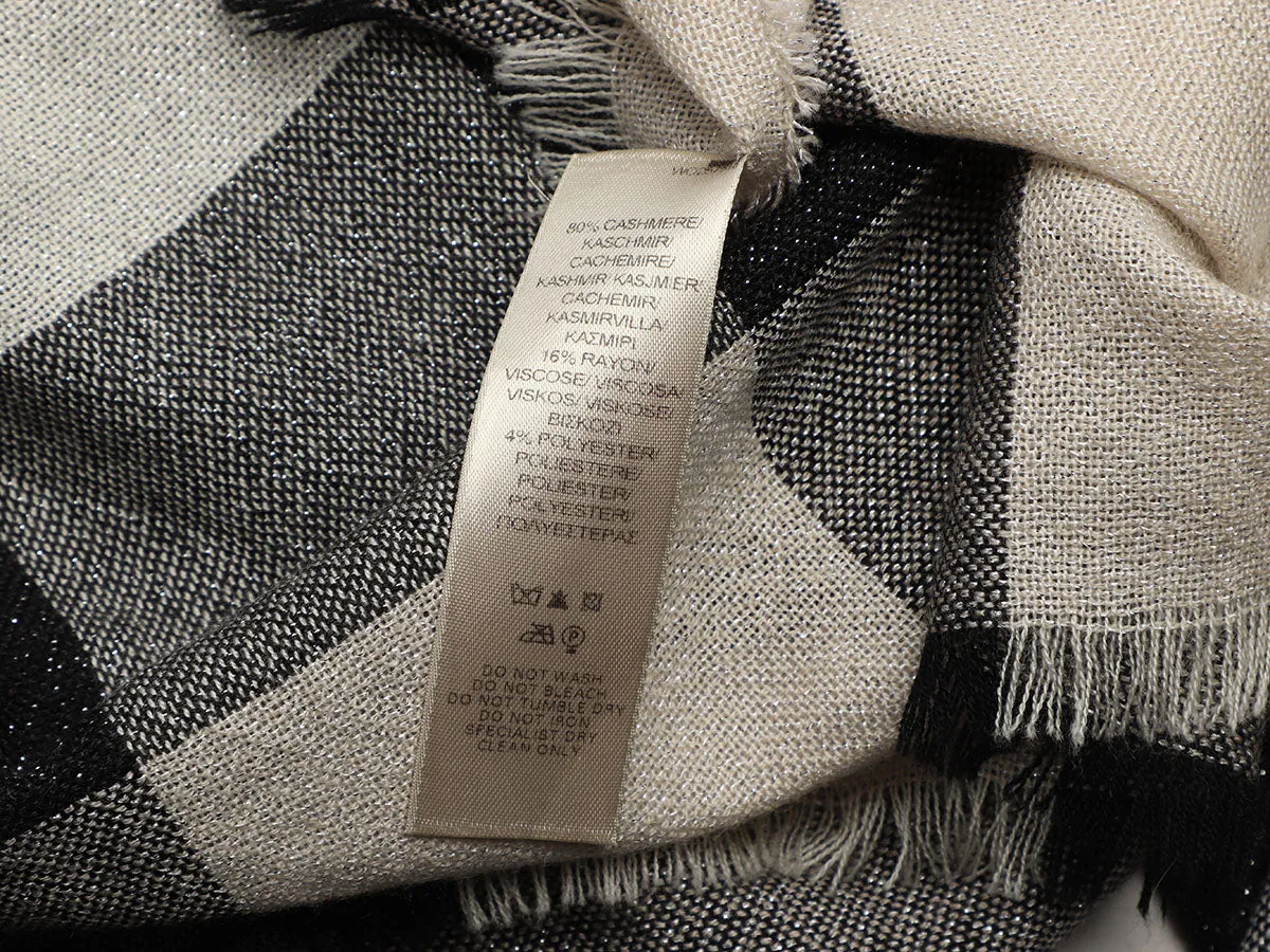 Burberry Black and Beige Sparkle Check Shawl