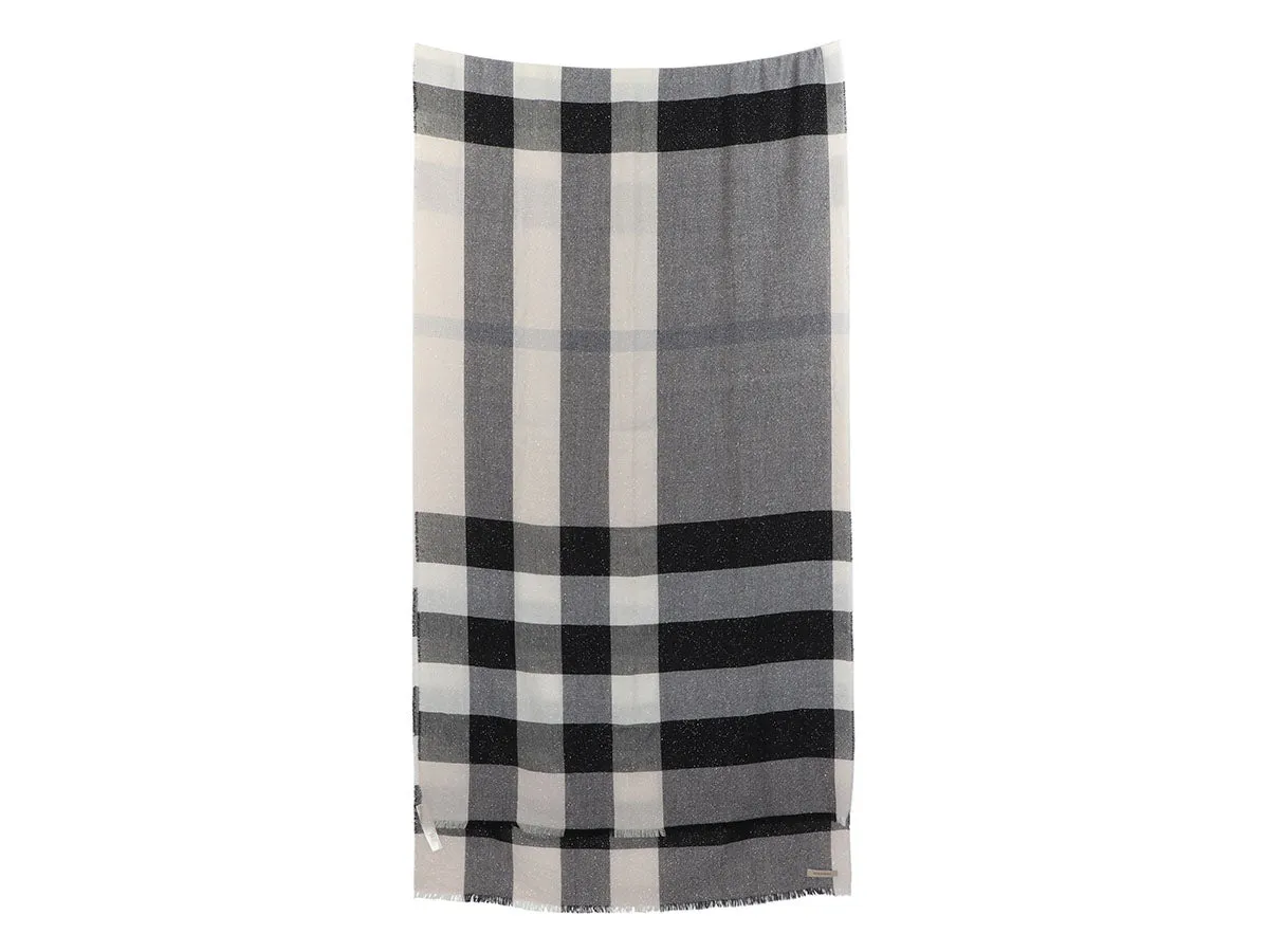 Burberry Black and Beige Sparkle Check Shawl