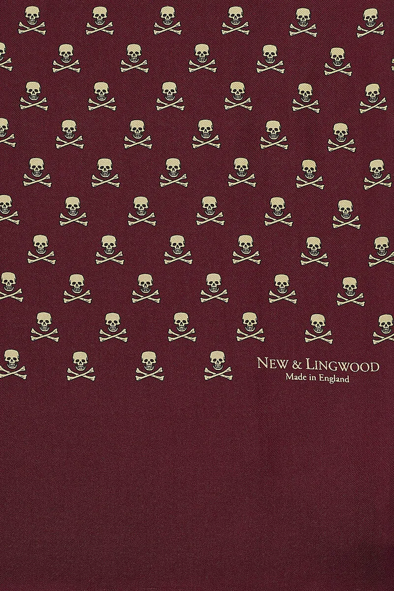 Burgundy Skull & Crossbones Silk Scarf