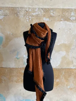 Burnt orange Fringed Scarf