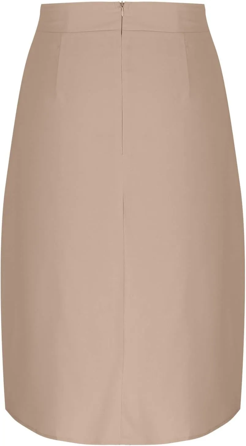 Button Down Skirt for Women Casual High Elastic Waist Pleated Linen A Line Skirts Summer Solid Swing Short Skirt