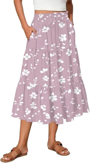 Cargo Skirts for Women High Waist A-Line Maxi Skirt with Pockets Flowy Summer