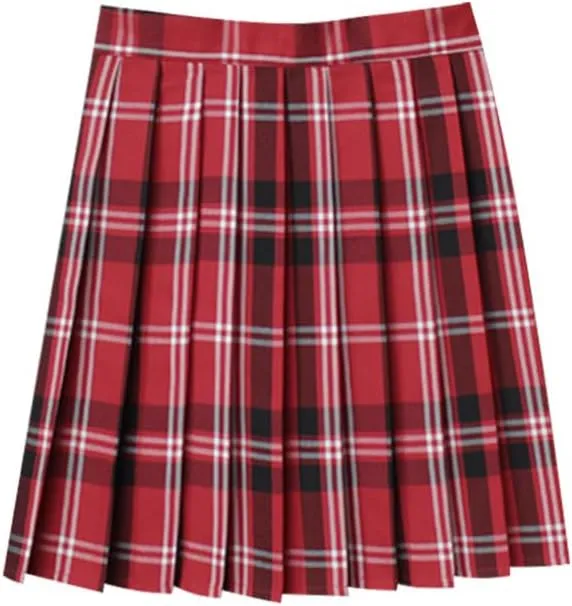 Casual Pleated Skirts for Women High Rise Vintage Cosplay Skirts Outfits 3 Piece Asymmetrical Mini Short Skirt