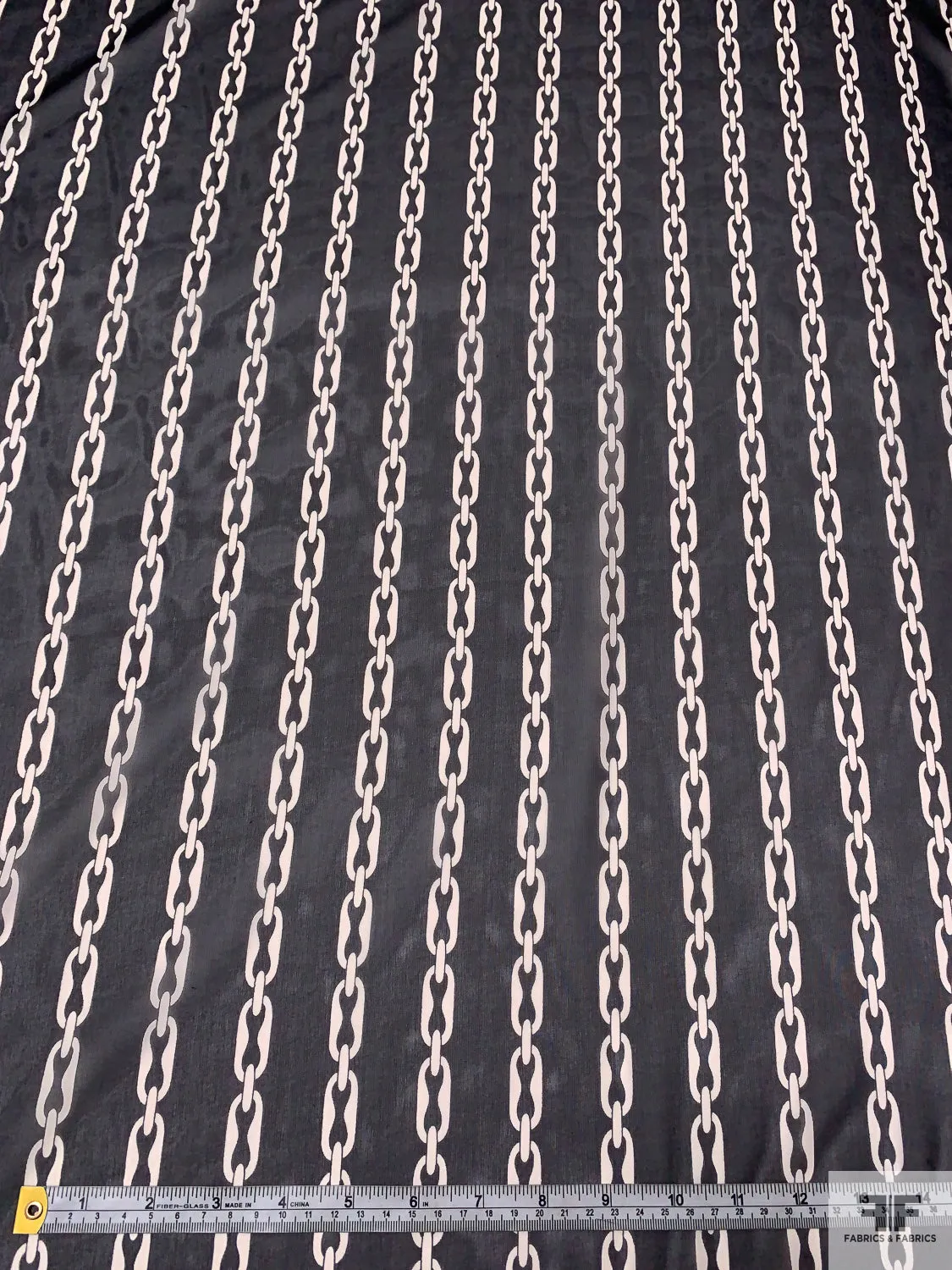 Chain Links Printed Silk Chiffon - Black / Off-White