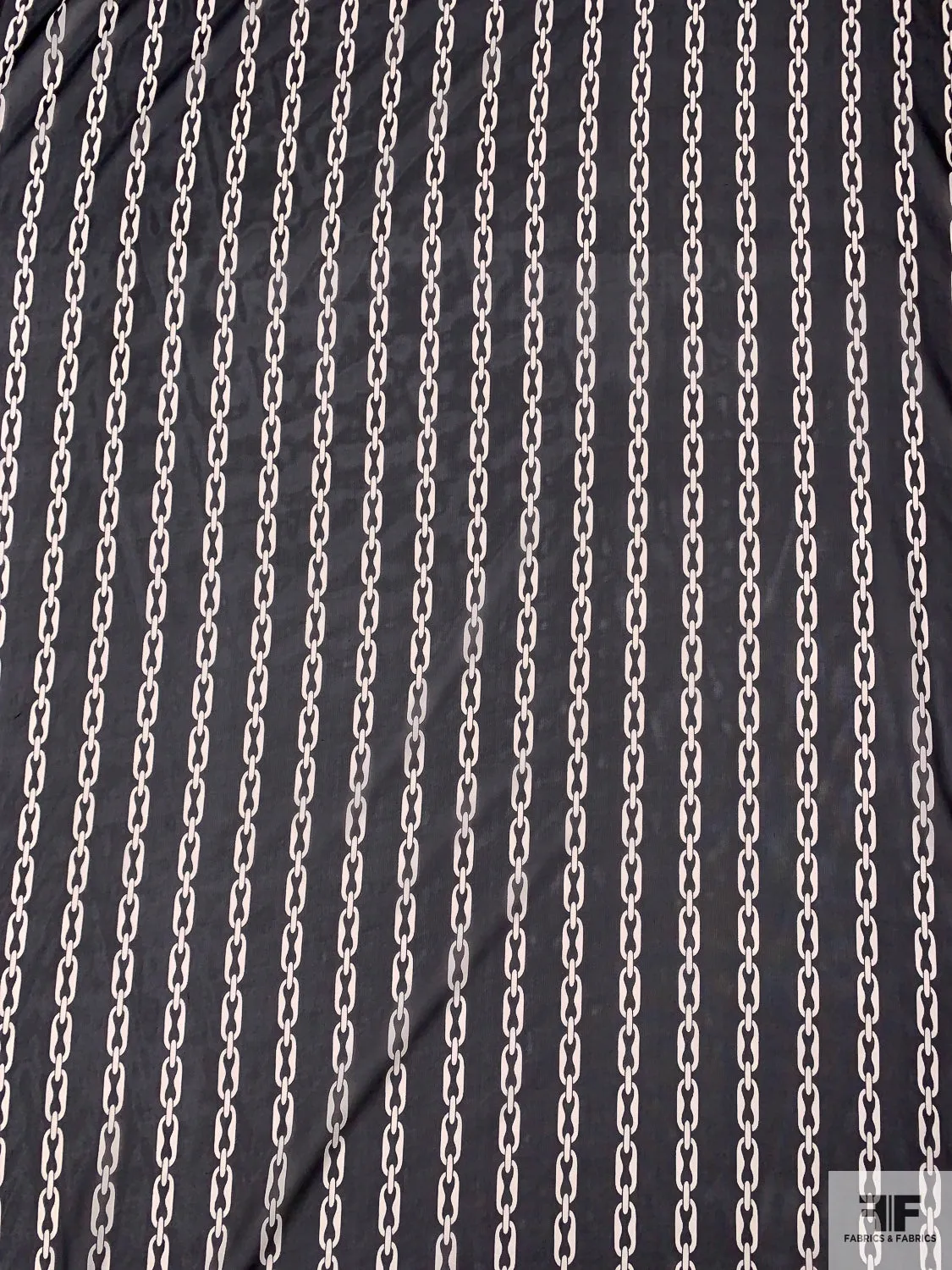 Chain Links Printed Silk Chiffon - Black / Off-White