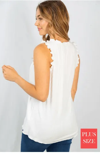 Cheryl Lettuce Ruffle Vneck Tank