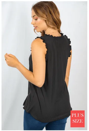 Cheryl Lettuce Ruffle Vneck Tank