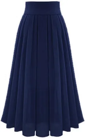Chiffon Skirts for Women High Waisted Pleated Swing Skirt Plus Size Loose Baggy Comfort Skirt Long Skirts