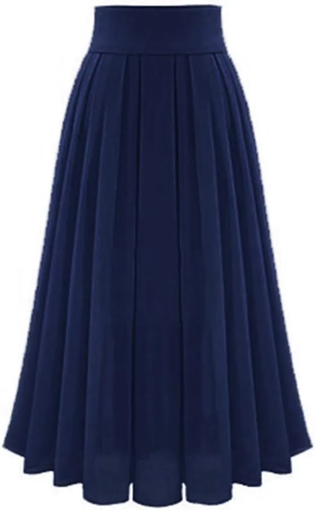 Chiffon Skirts for Women High Waisted Pleated Swing Skirt Plus Size Loose Baggy Comfort Skirt Long Skirts