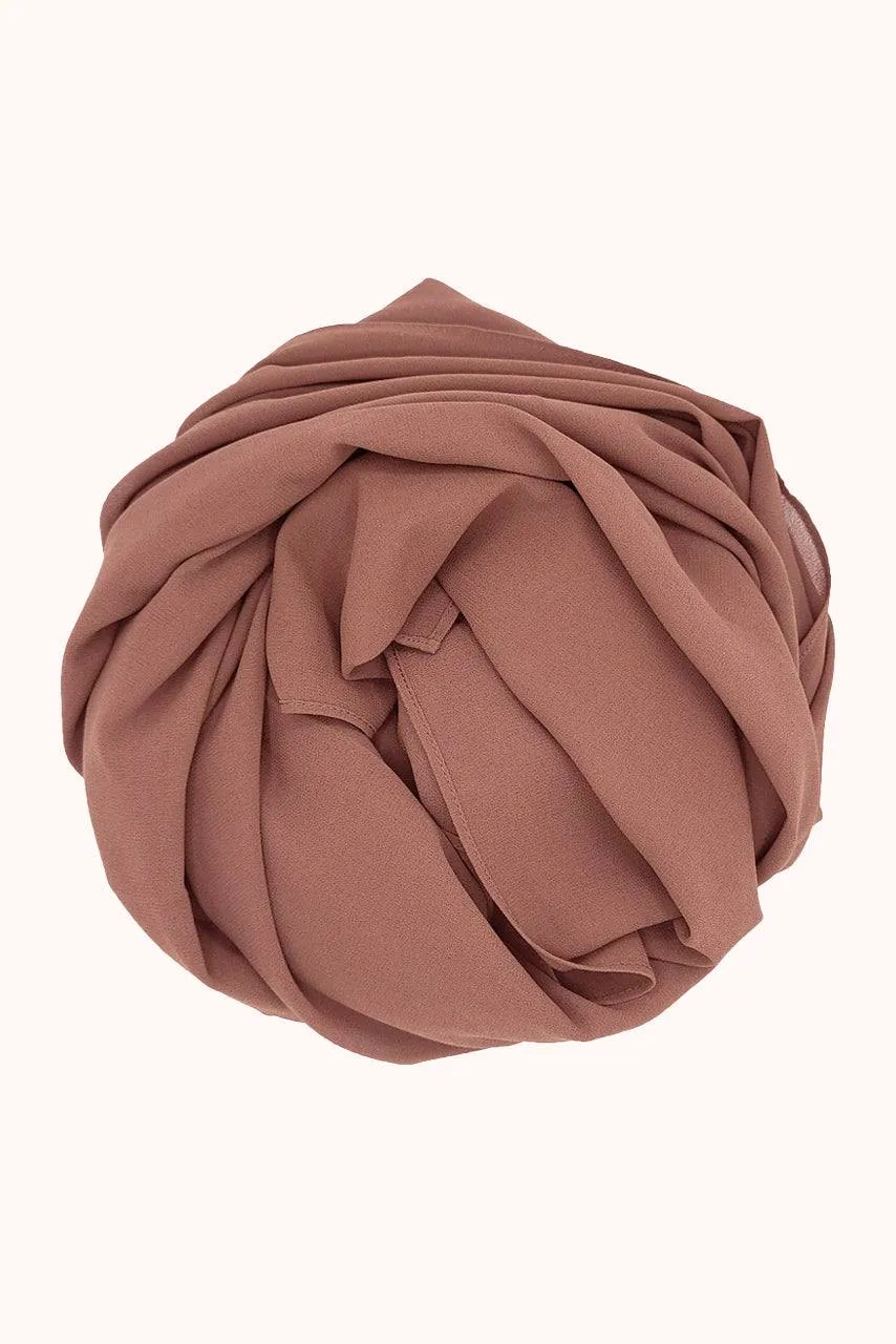 Classic Square Chiffon Hijab - Hazelnut