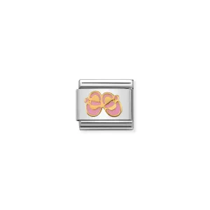 Composable Classic Link 030242/37 Pink Baby Shoes in 18k Gold  & Enamel