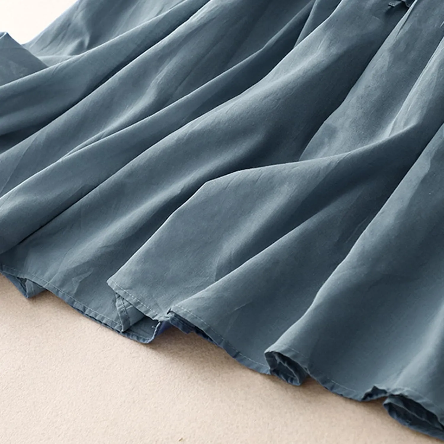 Cotton Linen Skirts for Women Summer Elastic Waisted Swing Tiered Double Layerd Maxi Skirts Irregular Ruffle Lightweight