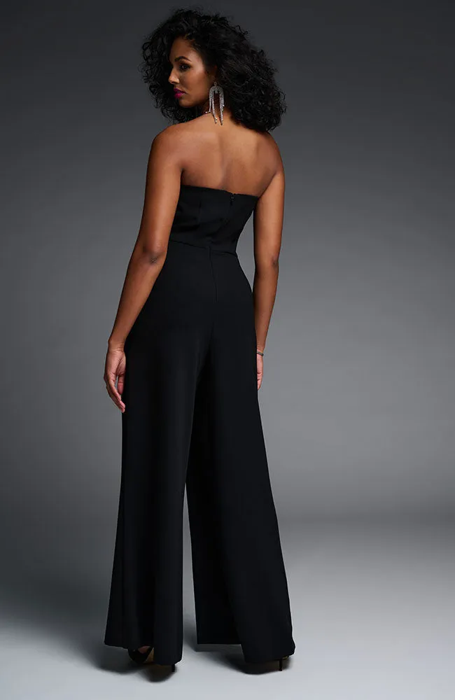 Crepe Wide Leg Jumpsuit in Black