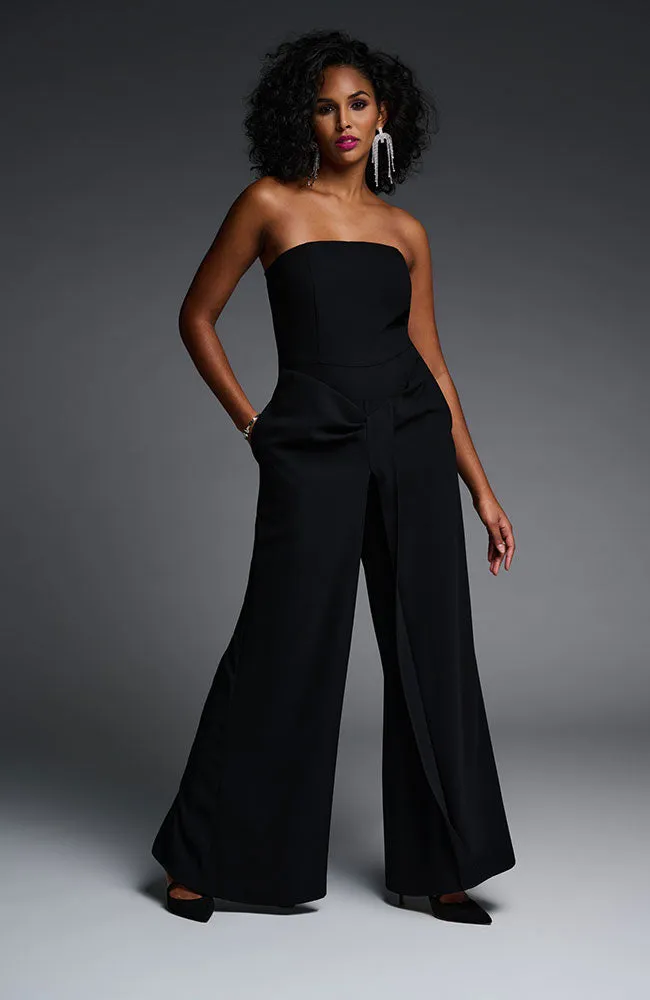 Crepe Wide Leg Jumpsuit in Black