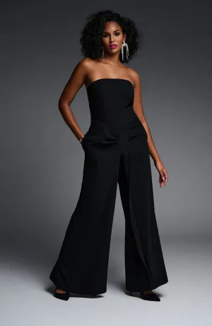 Crepe Wide Leg Jumpsuit in Black