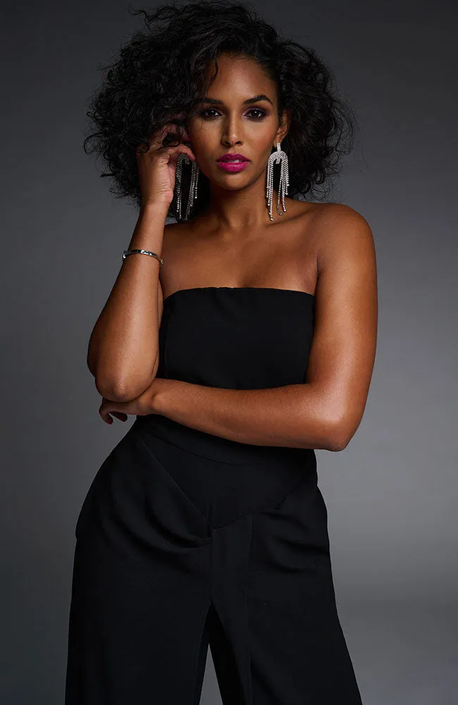 Crepe Wide Leg Jumpsuit in Black