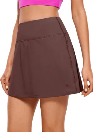 CRZ YOGA Pleated Tennis Skorts Skirts for Women with Pockets 15'' High Waisted Golf Skirts Workout Casual Skirts Comfy