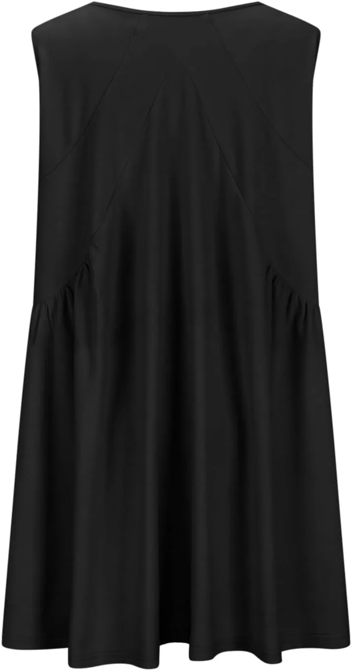 Cute Babydoll Dresses for Women 2024 Fashion Sleeveless Summer Mini Dress Casual Loose Ruffle Flowy Beach Sundress
